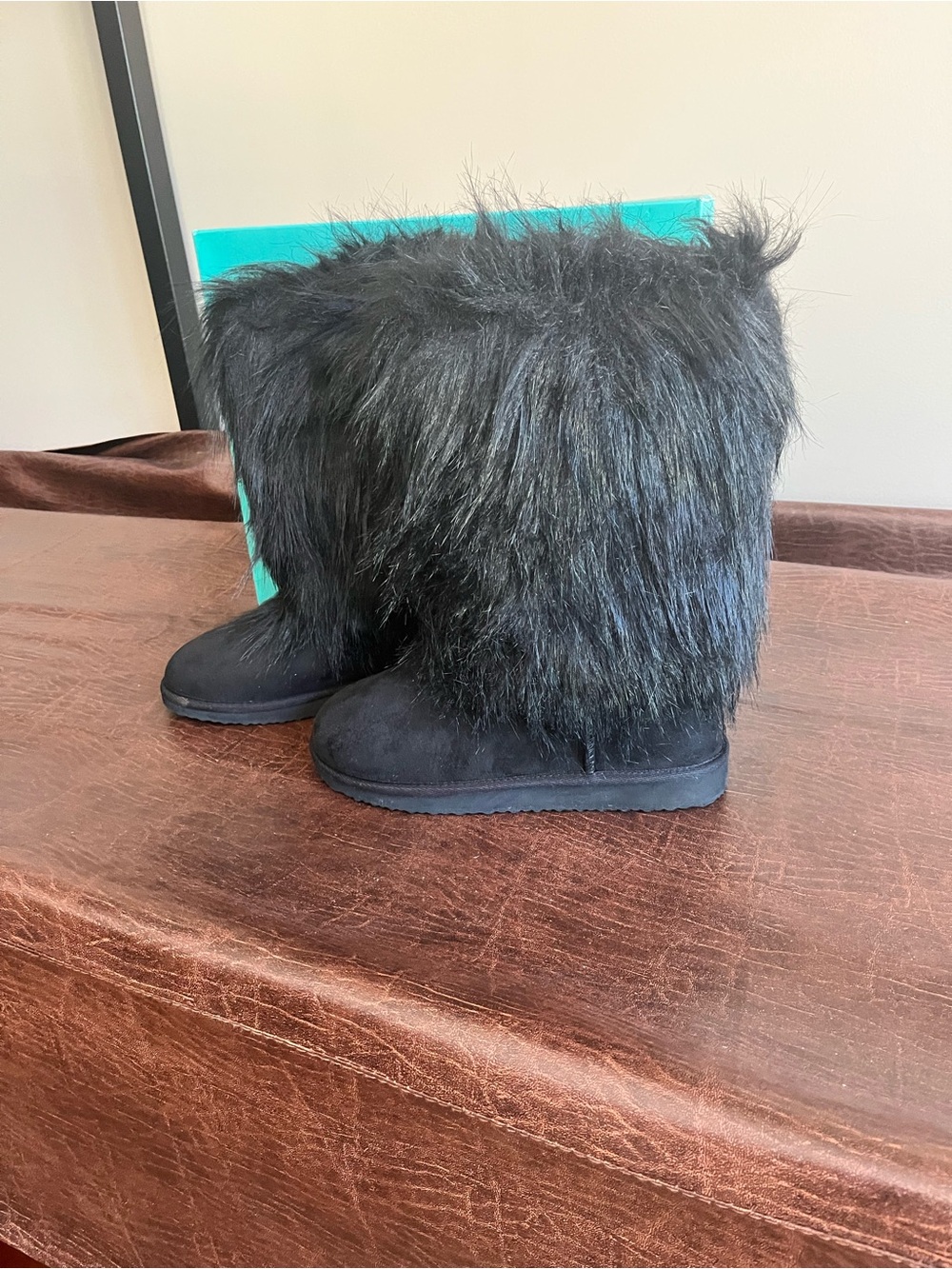 Array Black Faux Fur Ankle Boots